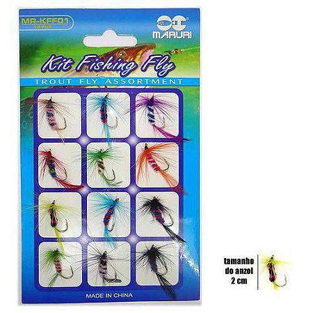 ISCA ARTIFICIAL MARURI KIT FISHING FLYMR-KFF01 CART C 12 PEÇAS