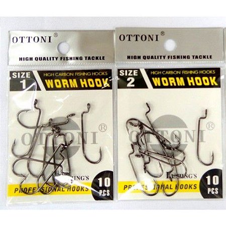 ANZOL OTTONI WORM HOOK Nº 2/0 CARTELA COM 10