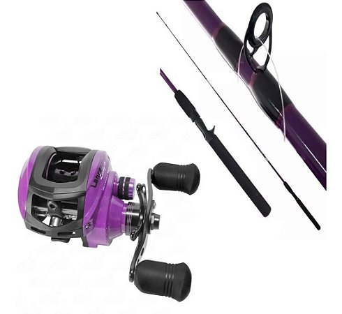 KIT PESCA CARRETILHA SAINT PLUS LANCER LADY 10000H DIREITA + VARA SAINT PLUS LANCER LADY 1,68M 7-17LBS