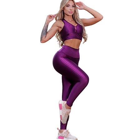 Calça Legging 3D Cirrê ikat - Roxa - Oferta Imperdível - PPF Suplementos