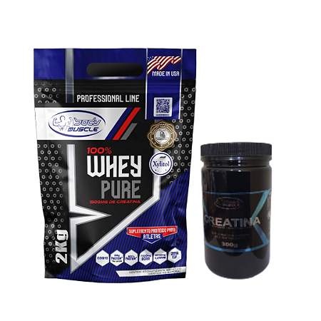 Kit - Whey Protein Concentrado  - Refil 2kg + Creatina Pura -  pote 300g