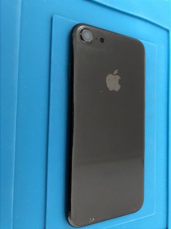 Carcaça Chassi Iphone 7 Preta Brilhante Original Apple com detalhes.