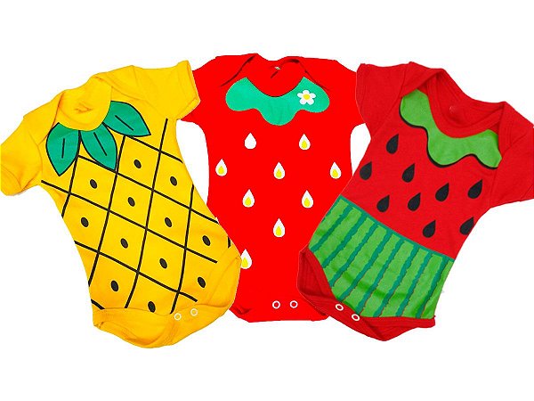 Body Infantil Body bebe estampado Frutas Diversas estampas: Abacaxi  Melancia ou Morango - Fantasia Mesversario - PiftPaft loja online de  enxoval para bebes roupa infantil