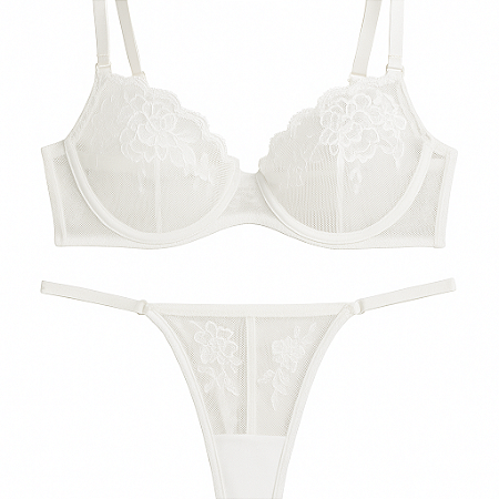 Conjunto Lumière – Renda Iluminada com Tule