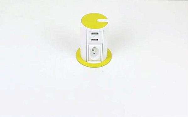 MINI TOTEM AUTOMATICO 1NBR 10A+2USB- AMARELO/ BRANCO