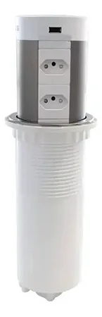 TORRE PLUG C/4 TOMADA E 2 USB 110-250V CARREGAMENTO POR INDUÇÃO BRANCA HAFELE