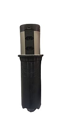 TORRE PLUG C/4 TOM 2 USB 110-250V C/INDUÇÃO PRETA
