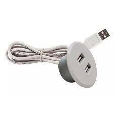 TOMADA USB EMBUTIR POP REDONDA CINZA