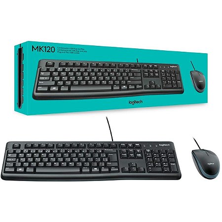 Kit Teclado e Mouse COM Fio Logitech MK120