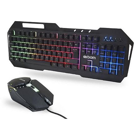 Kit Teclado e Mouse Gamer Com Leds Exbom BK-G800