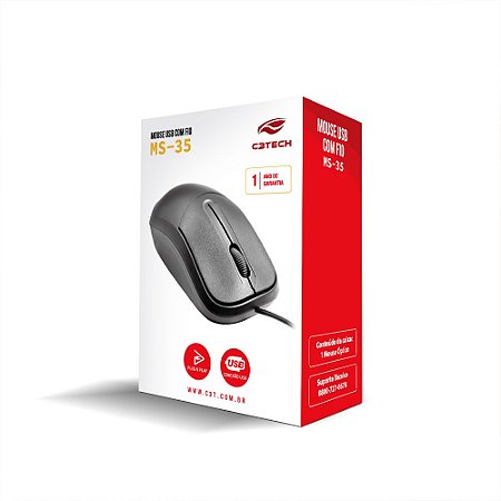 MOUSE OPTICO PRETO MS-35BK USB C3 PLUS/ C3 TECH