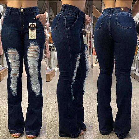 Calça Flare Destroyed