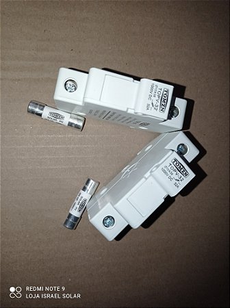 Porta Fusível 2P Solar 1000 Dc 32A 100v dc 10X38 VALOR JA COM FUSIVEL SOLAR 16A, 20A, 25A, 32A