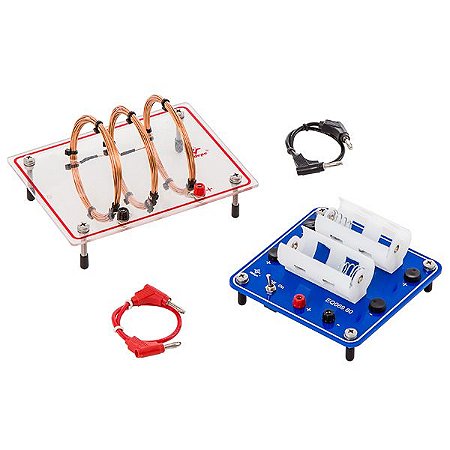 CONJUNTO SOLENÓIDE DE TRÊS BOBINAS COM FONTE CC - ENSINO DE LINHAS DE FORÇA ELETROMAGNÉTICAS - SCN-F006F