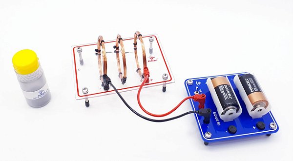CONJUNTO SOLENÓIDE DE TRÊS BOBINAS COM FONTE CC - ENSINO DE LINHAS DE FORÇA ELETROMAGNÉTICAS - SCN-F006F