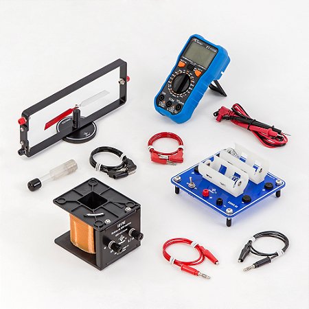 CONJUNTO ELETROMAGNETISMO, COM FONTE DE ALIMENTAÇÃO CC- ENSINO LEI DE LENZ, LEI DE FARADAY -SCN-F006I