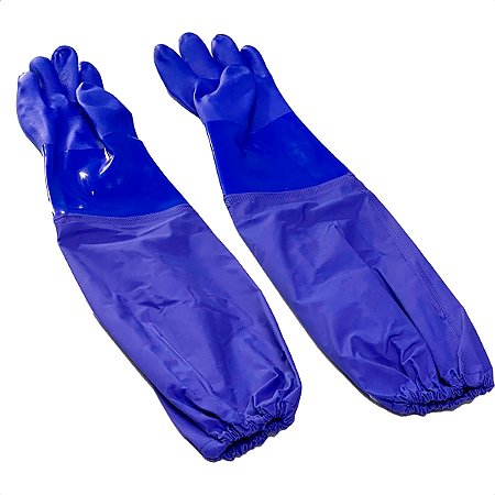 Luva Nitrilica Super Pvc Cano Longo 36+30cm Azul Super Safety CA 36581