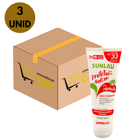 Kit 3 Protetor Solar Fps 30 Com Repelente 120Ml Proteção Uva e Uvb Sem Óleo