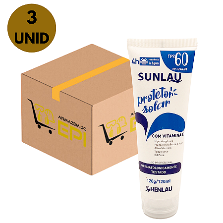 3 Unidades Protetor Solar Fps 60 Sem Oleo Proteção UVA UVB Sunlau