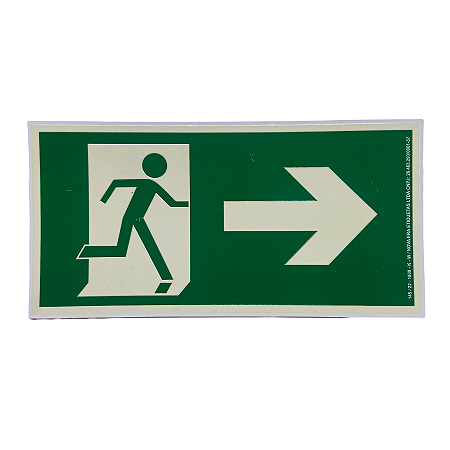PLACA SAIDA PARA A DIREITA 26 X 13 CM - FOTOLUMINESCENTE ANTICHAMA