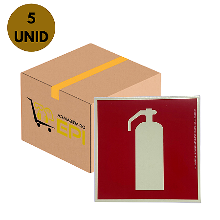 KIT 5 PLACAS SINALIZACAO EXTINTOR 20X20  FOTOLUMINESCENTE ANTICHAMA