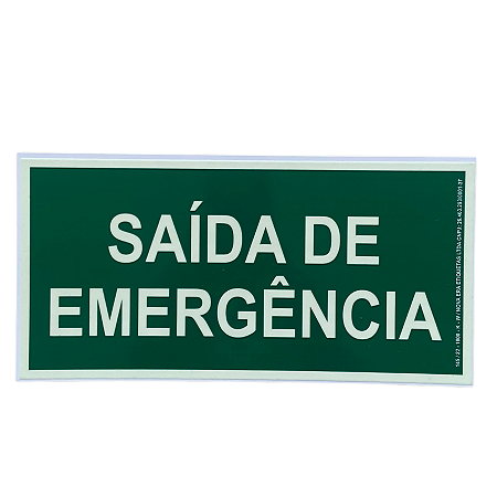 KIT 5 PLACAS  DE SINALIZACAO SAIDA DE EMERGENCIA 13X26