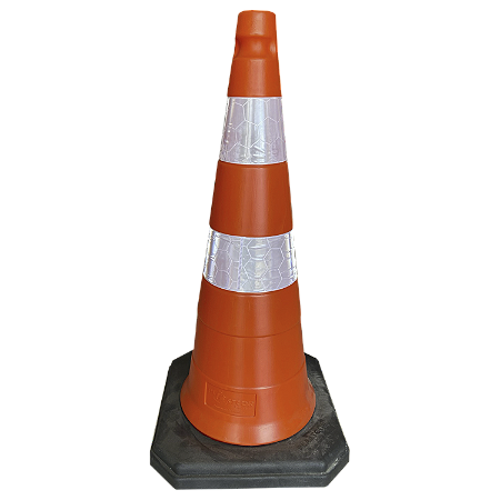 CORPO DO CONE COM BASE PRETA 75CM LARANJA PLASTCOR
