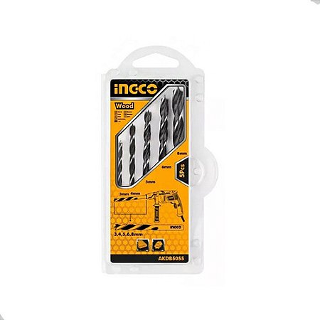 Jogo De Brocas Para Madeira Ingco Com 5 Peças Cod. akdb5055