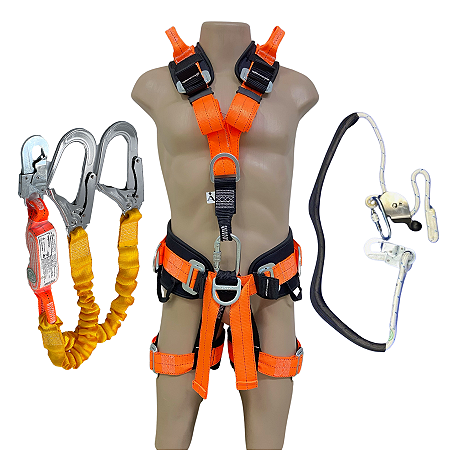 Kit Cinto Paraquedista 7 Argolas + Talabarte Y elastico + Talabarte Posicionamento Em Corda CA 39134