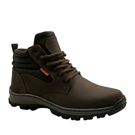BOTA COTURNO COURO VAQUETA C/ BICO DE PVC GOGOWEAR CRAZY HORSE