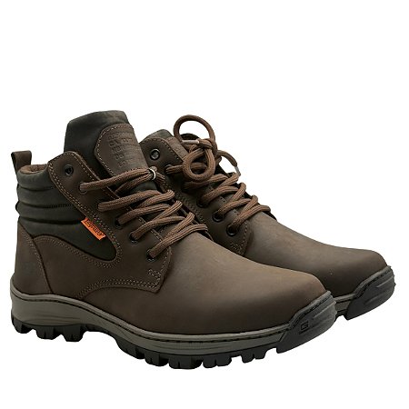 BOTA COTURNO COURO VAQUETA C/ BICO DE PVC GOGOWEAR CRAZY HORSE