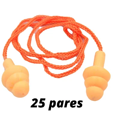 Kit 25 pares Protetor auditivo Auricular Silicone Tipo Plug 15db Ca 19578