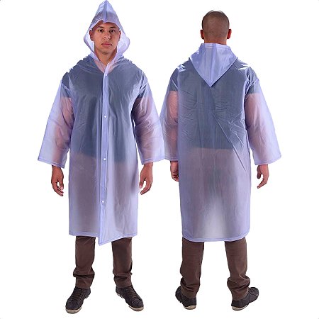 Capa de Chuva Transparente Longa Vinil PVC Impermeável Vinilseg CA 35560