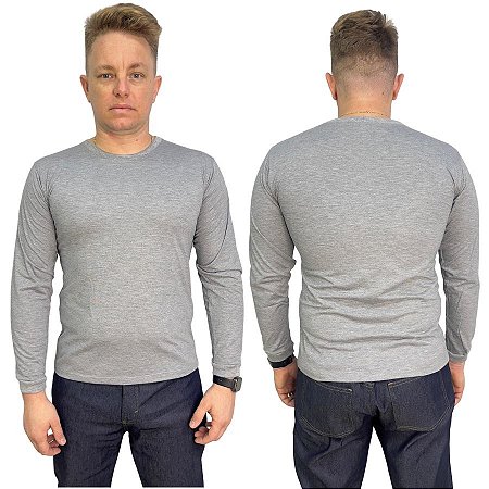 Camiseta Malha Uniforme PV Cinza Para Empresa Manga Longa