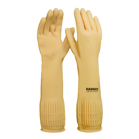 Luva Latex Ranhurada Longa Flex Handex C.A 48645 Par