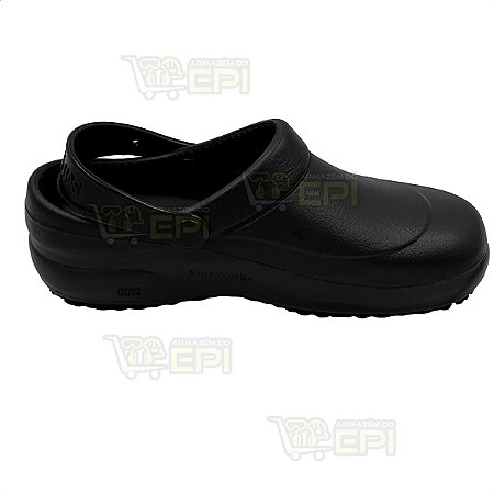 CROCS SOFTWORKS EM EVA BRANCA E PRETA ANTI DERRAPANTE CA 27921