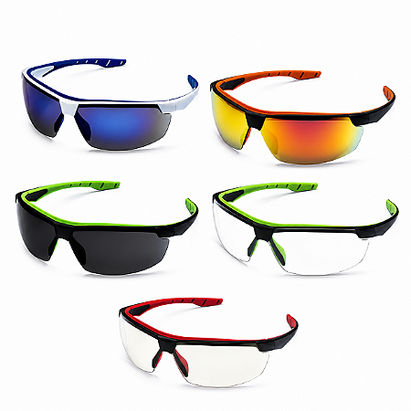Óculos de Proteção Steelflex Neon Vermelho Espelhado Esportivo STF CA 40906