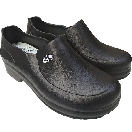Sapato Para Cozinha Enfermagem Anti Derrapante Soft Works II Branco E Preto CA 31898 BB65