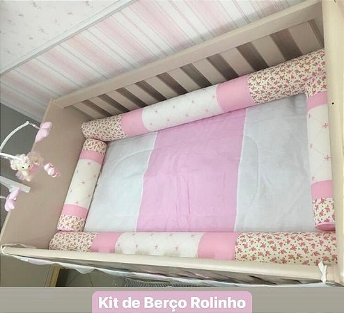 Kit De Berço Rolinho Floral 5 Peças