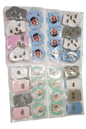 Kit Meia + Kit Luva Bebê de Rosquinhas - 24 peças (4 pacotes com 3 pares de meia e 4 pacotes com 3 pares de luva)