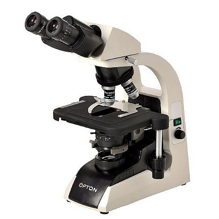 Microscópio Biológico Binocular com Aumento de 40x até 1.000x, Objetiva Planacromática Infinita.