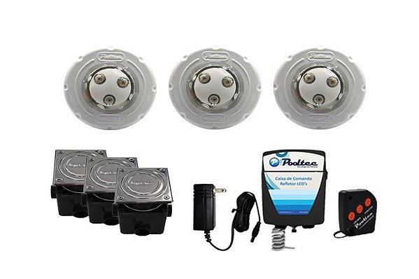 Kit de Iluminação Pooltec Para Piscinas de vinil Até 48 Mts² - SUPER LED 3 ABS VINIL