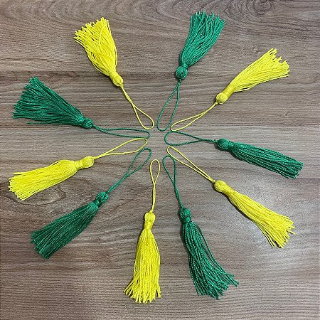 Tassel Pingente Franja 8 cm Brasil COPA -10 unidades Verde e Amarelo