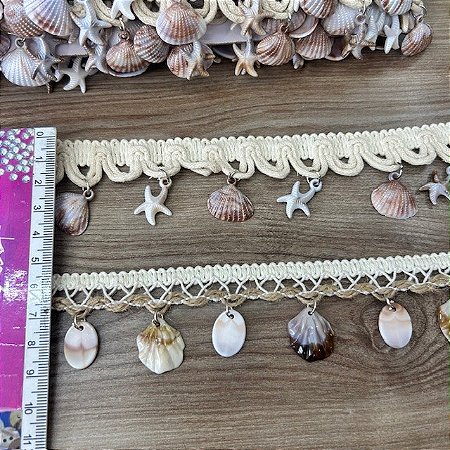 Galão franja passamanaria com pingentes do mar