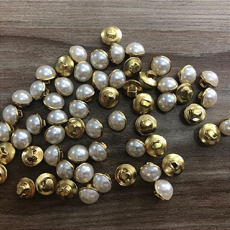 Botão Pérola com base dourada 10mm - 500 Peças