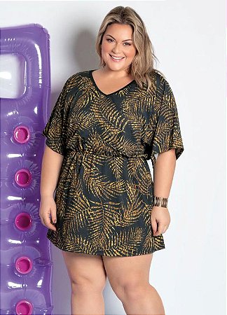 vestido com elastico na cintura plus size