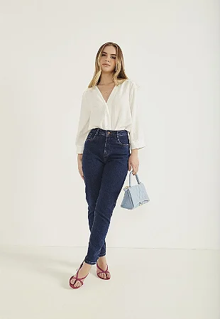 Calça Jeans Feminina Mom Fit Cigarrete