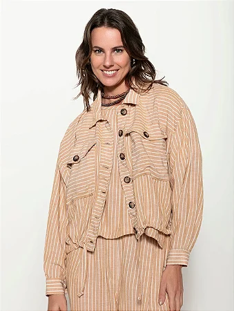 Jaqueta Com Padronagem Risca De Giz