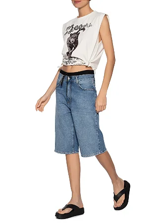 Camiseta Feminina Malha Onça Blur Branco