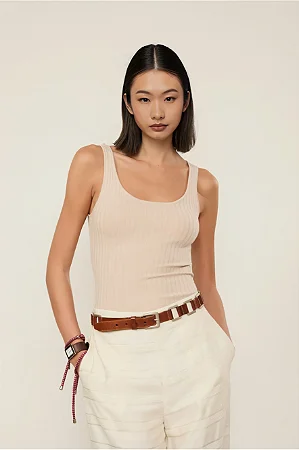 Regata De Tricot Cropped Canelada